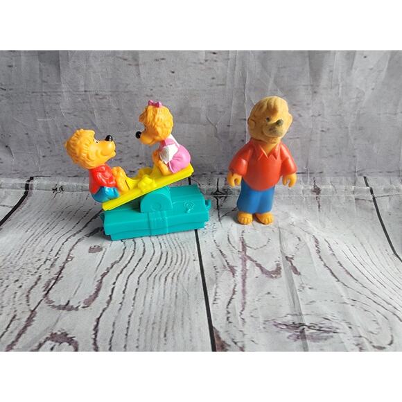 Vintage Berenstain Bears Brother & Sister Bear Flocked Figurines Toys 86, 94 - Picture 1 of 7